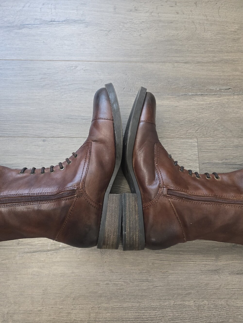 Vince Camuto Fenton Riding Boots Distressed Finish Lace Up Buckles Sz 7 - Picture 10 of 14